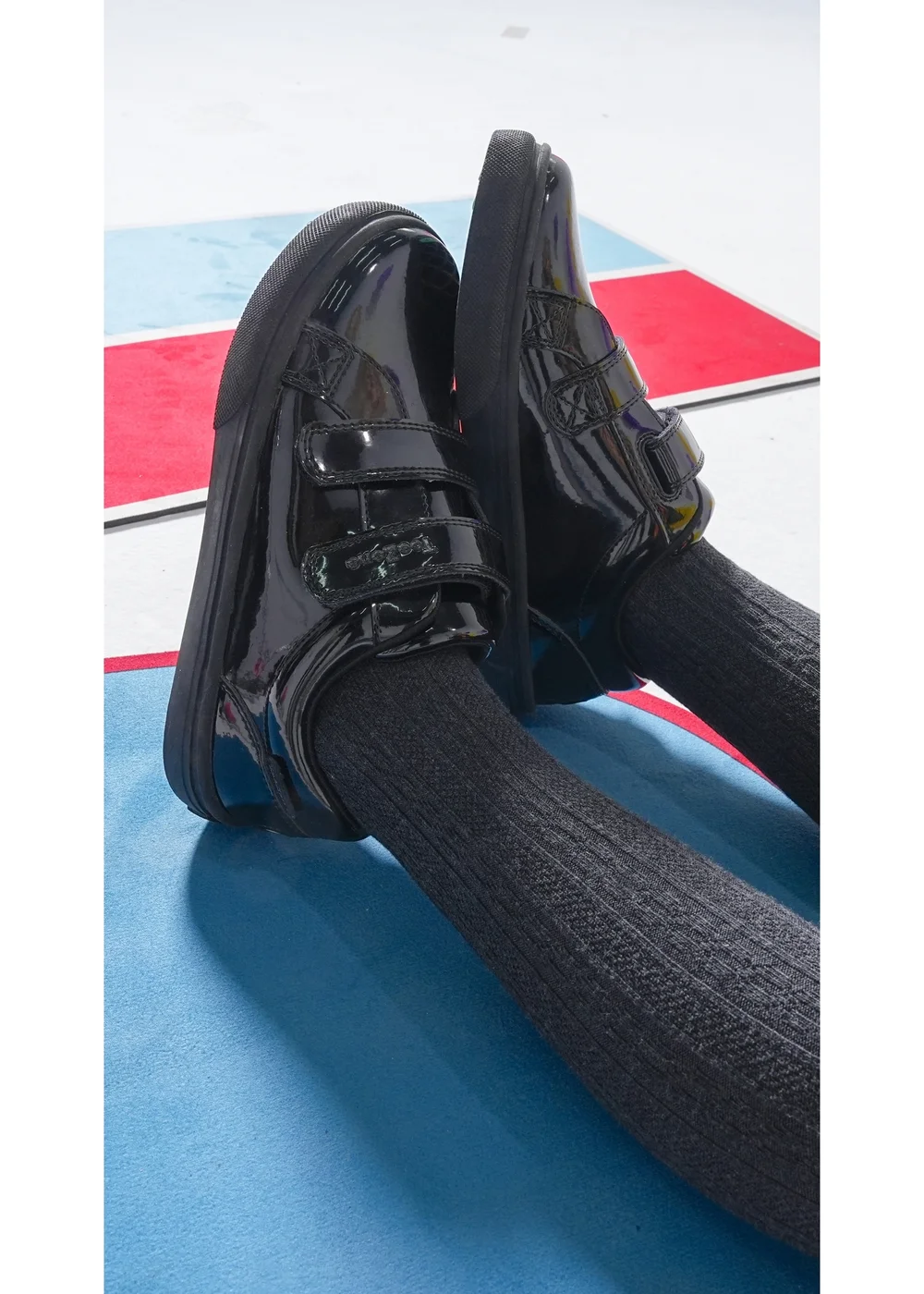 ToeZone Harper Patent Leather Black Double Rip Tape School Shoes (Younger 8 - Older 2) - 2 Image 2