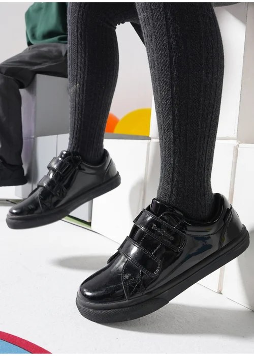 ToeZone Harper Patent Leather Black Double Rip Tape School Shoes (Younger 8 - Older 2) - 2 Image 4