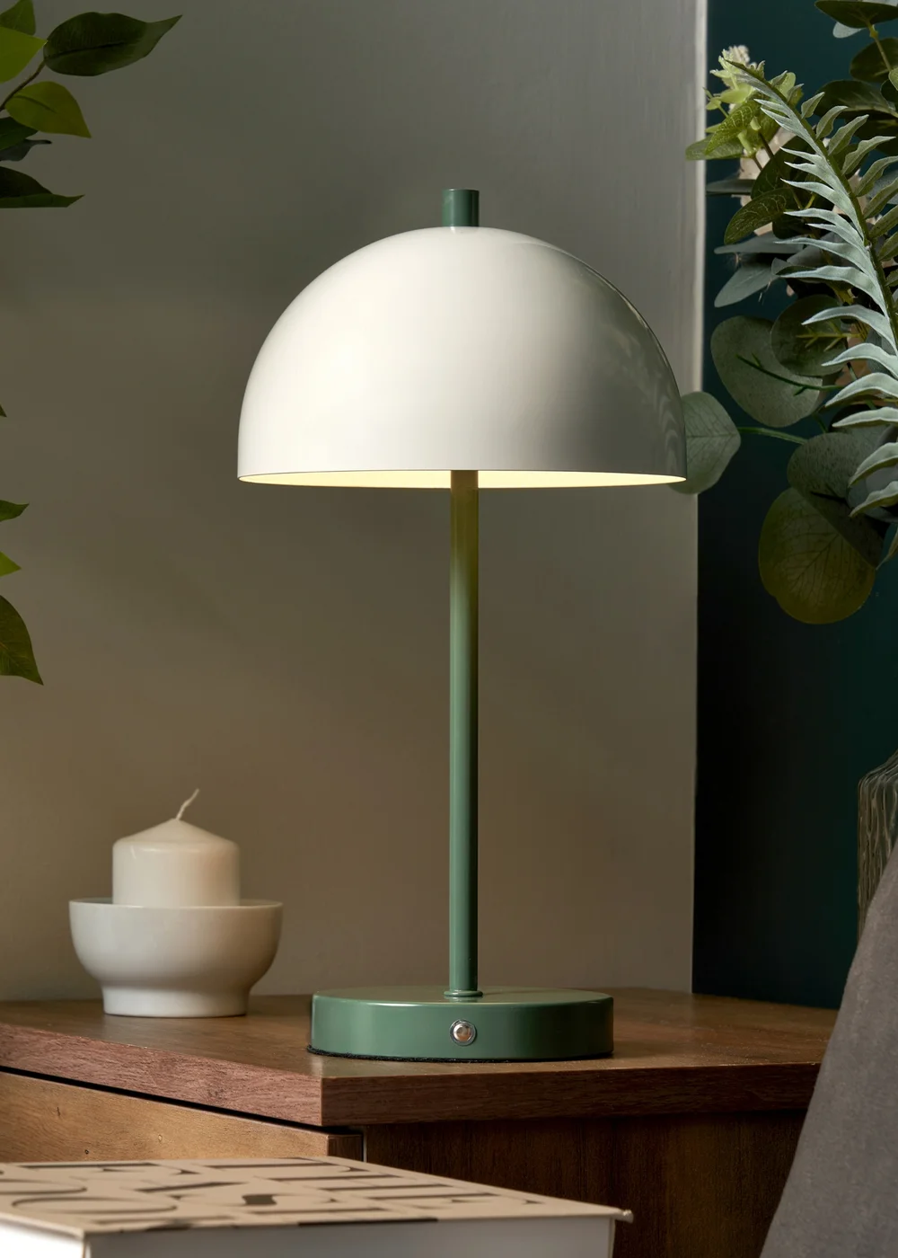BHS Semi Dome USB-C Rechargeable Table Lamp Green - One Size Image 2