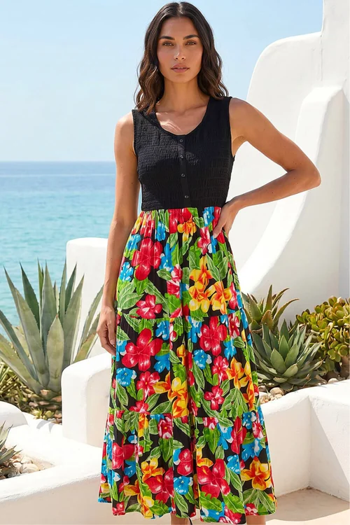 Roman Green Floral Button Front Midi Dress - 16 Image 1