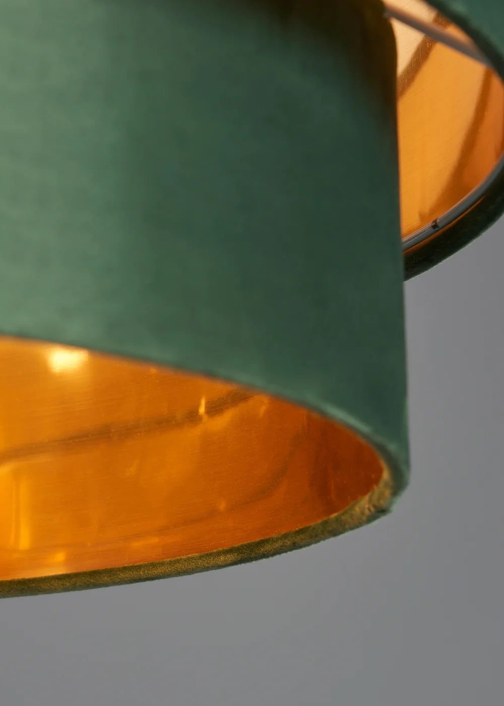 BHS Green/ Brass Tia super Size Tiered Velvet Shade - One Size Image 3