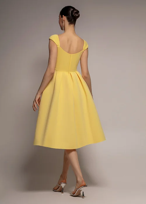Goddiva Lemon Scuba Foam Skater Midi Dress - 12 Image 2