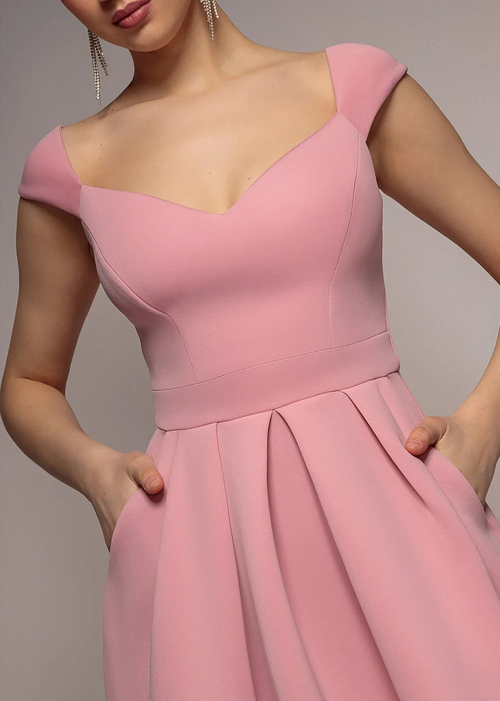 Goddiva Blush Scuba Foam Skater Midi Dress - 16 Image 3