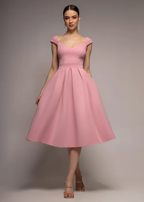 Goddiva Blush Scuba Foam Skater Midi Dress - 16 Image 1