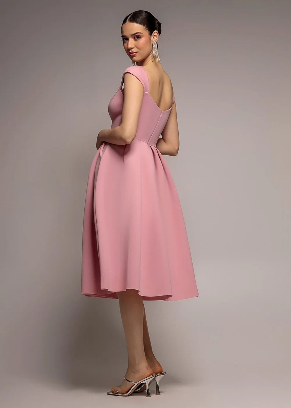 Goddiva Blush Scuba Foam Skater Midi Dress - 16 Image 2