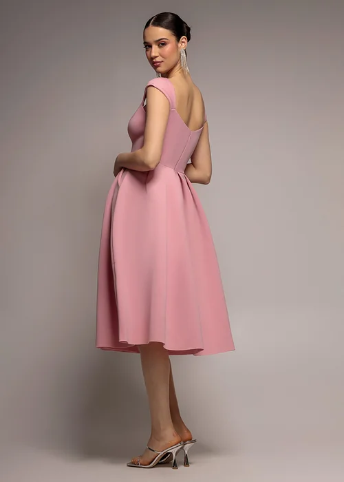 Goddiva Blush Scuba Foam Skater Midi Dress - 16 Image 2