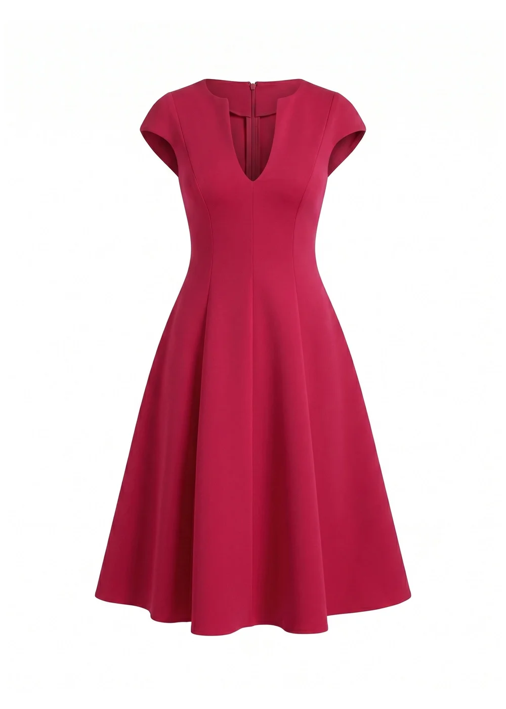 Goddiva Magenta Cap Sleeve Plunging V Neckline A Line Midi Dress - 16 Image 5