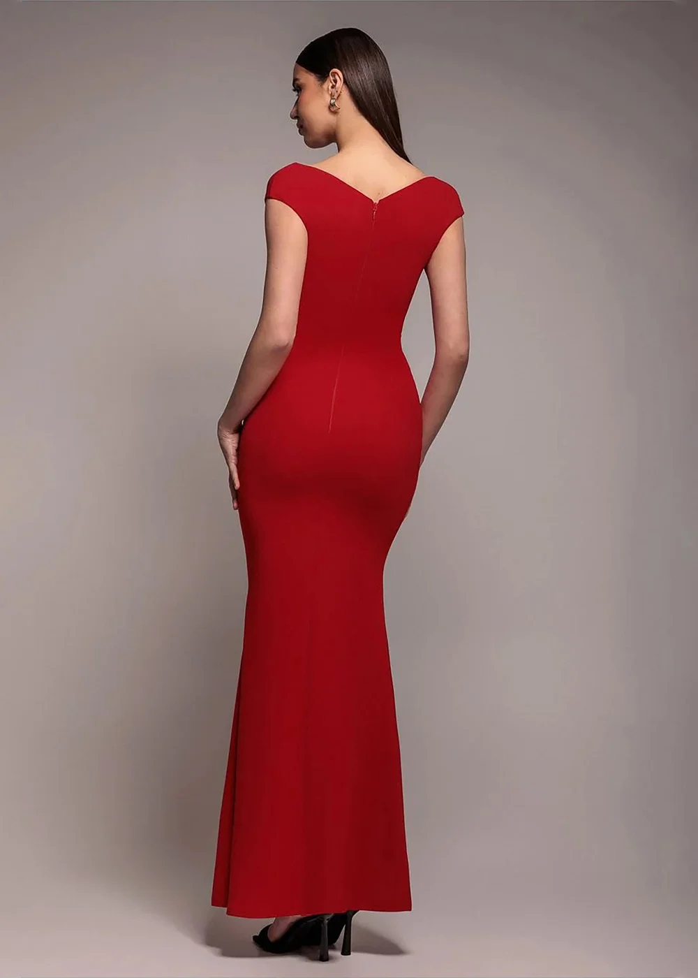 Goddiva Red Bardot Pleated Maxi Dress - 14 Image 2