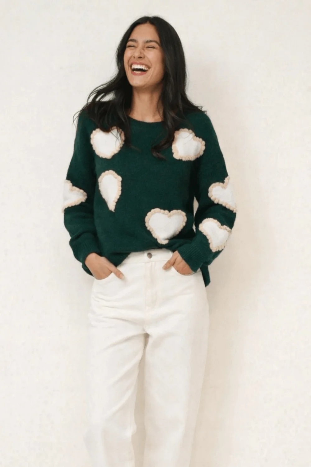 Style Cheat Heart Forest Green Jumper - 10 Image 1
