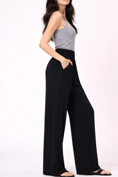 Style Cheat Black Shirred Plain Trouser - 12 Image 3