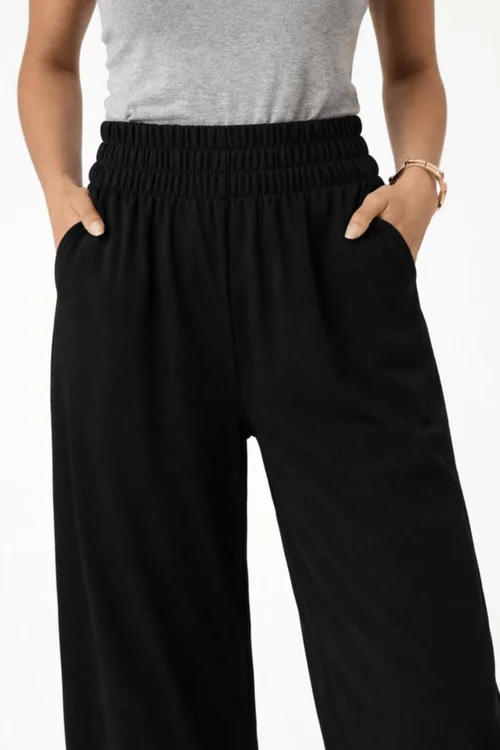 Style Cheat Black Shirred Plain Trouser - 12 Image 2