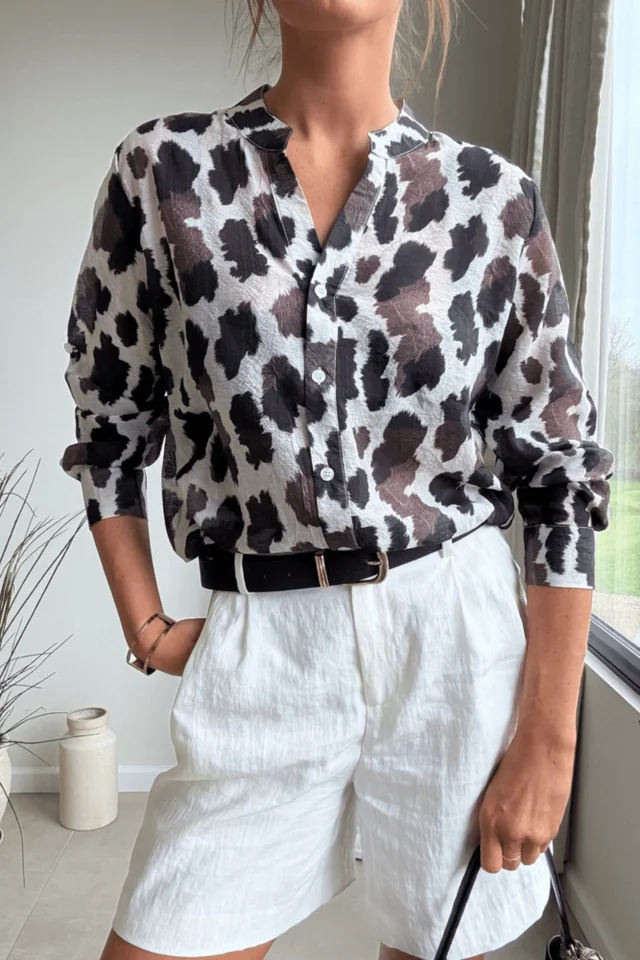 Style Cheat Brown Animal Longline Shirt