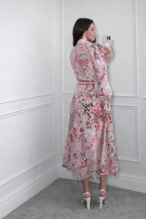 Style Cheat Scarf Print Shirt Dress Pink - 12 Image 3