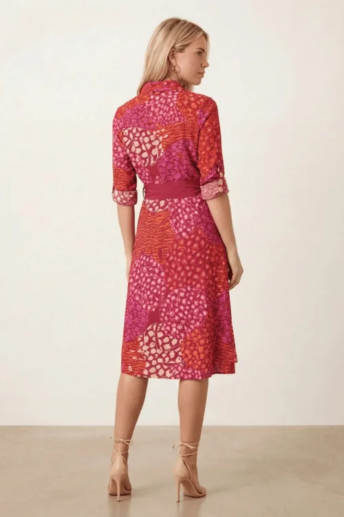 Style Cheat Animal Pink Midi Shirt Dress - 16 Image 2