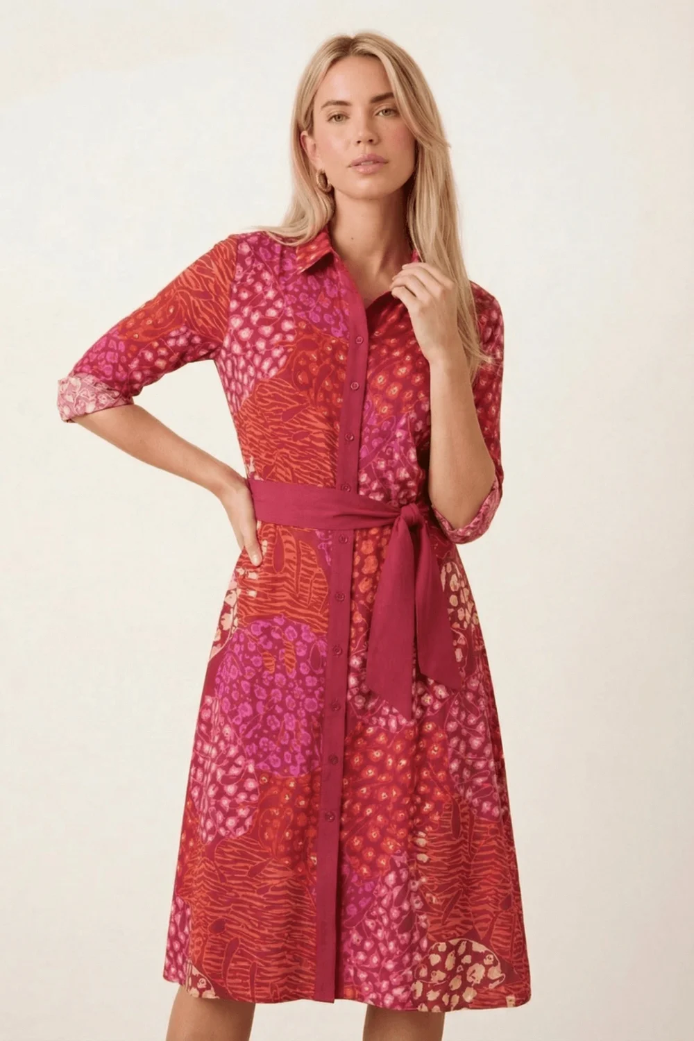 Style Cheat Animal Pink Midi Shirt Dress - 16 Image 3