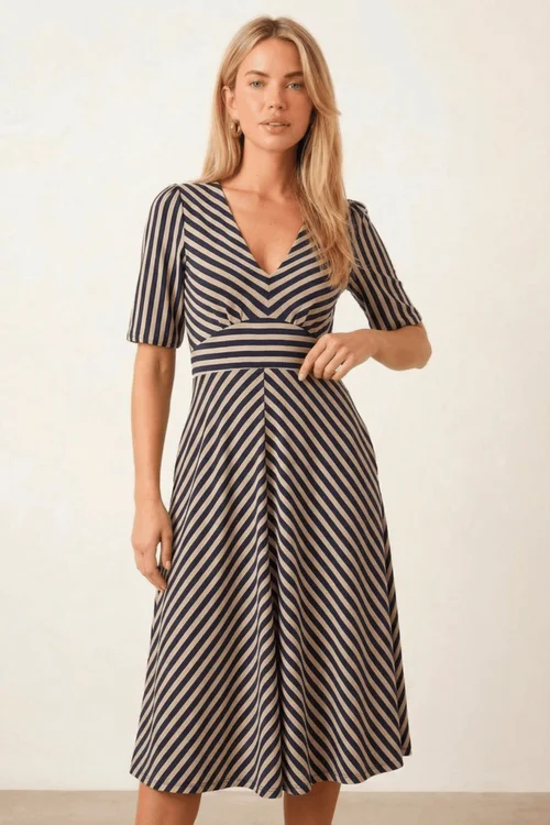 Style Cheat Navy Stripe Midi Dress - 12 Image 3