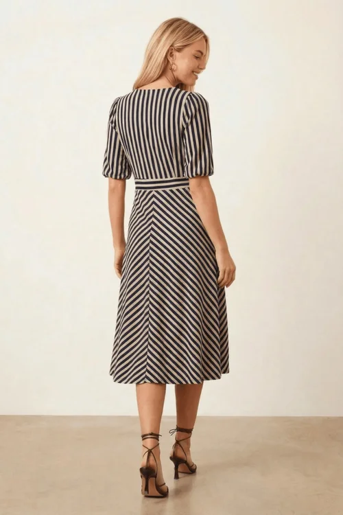 Style Cheat Navy Stripe Midi Dress - 12 Image 4