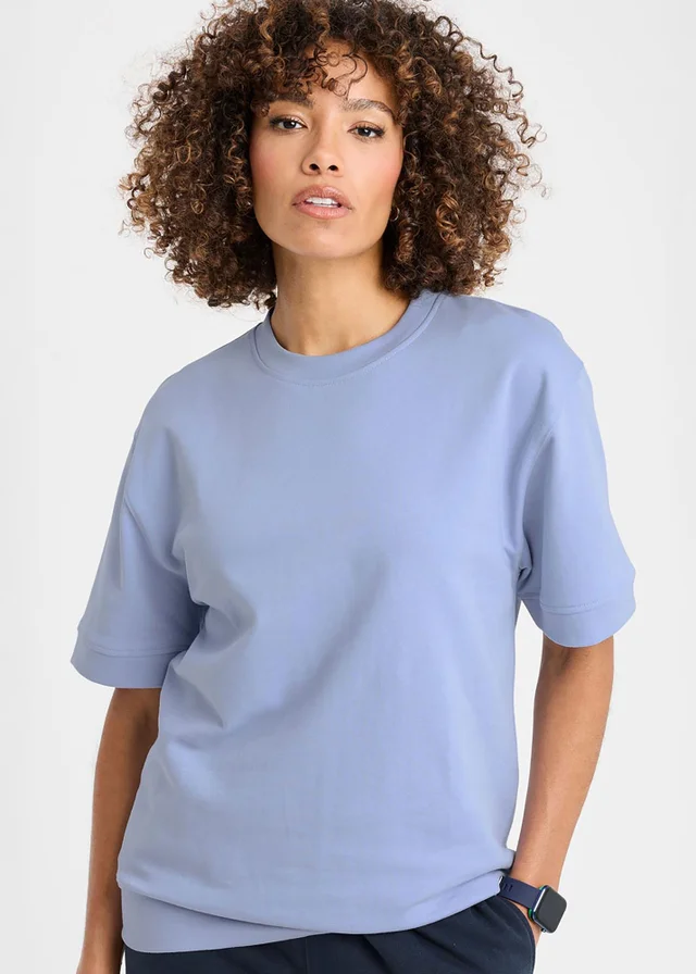 Cotton Traders Blue Sky Cotton Short Sleeve Sweatshirt