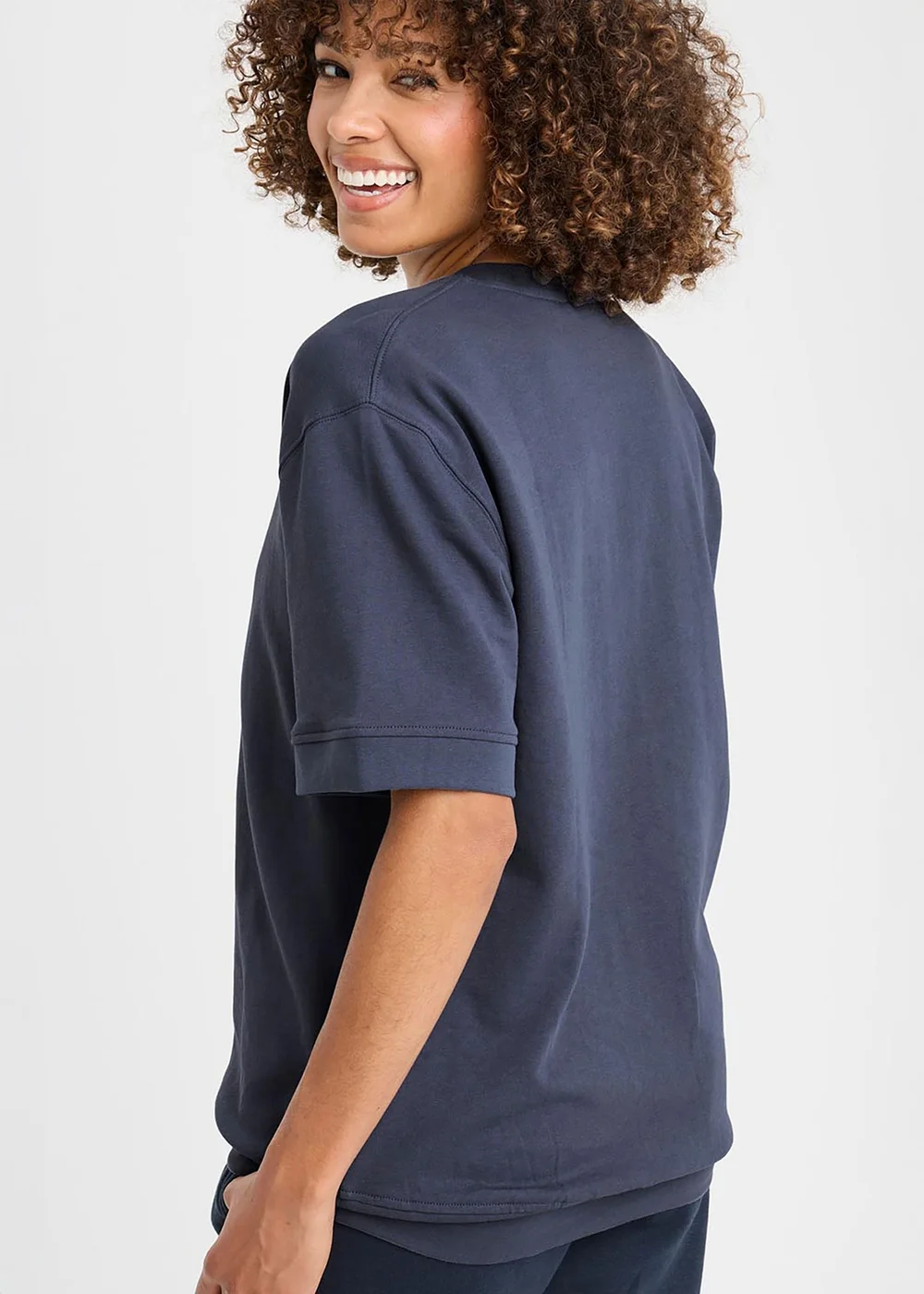 Cotton Traders Steel Blue Cotton Short Sleeve Sweatshirt - L Image 3