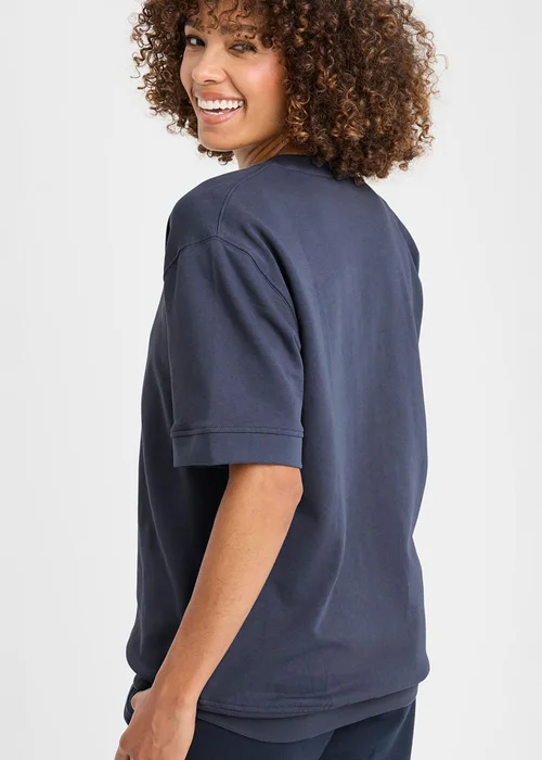 Cotton Traders Steel Blue Cotton Short Sleeve Sweatshirt - L Image 3