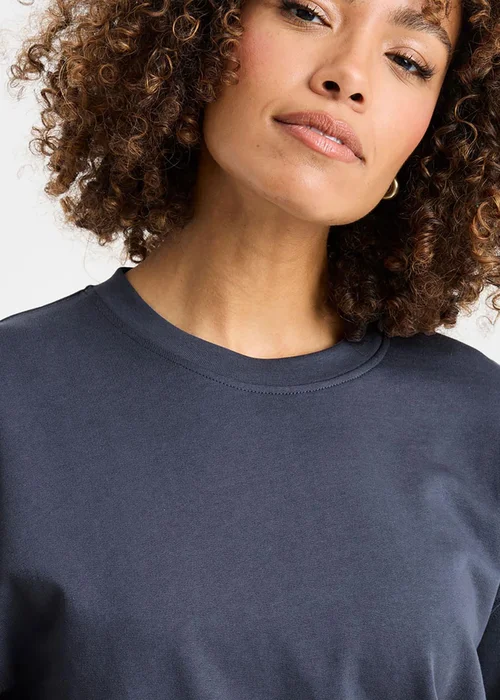 Cotton Traders Steel Blue Cotton Short Sleeve Sweatshirt - L Image 2