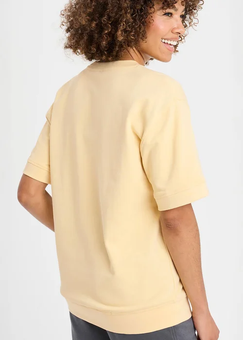 Cotton Traders Pale Yellow Cotton Short Sleeve Sweatshirt - S Image 3