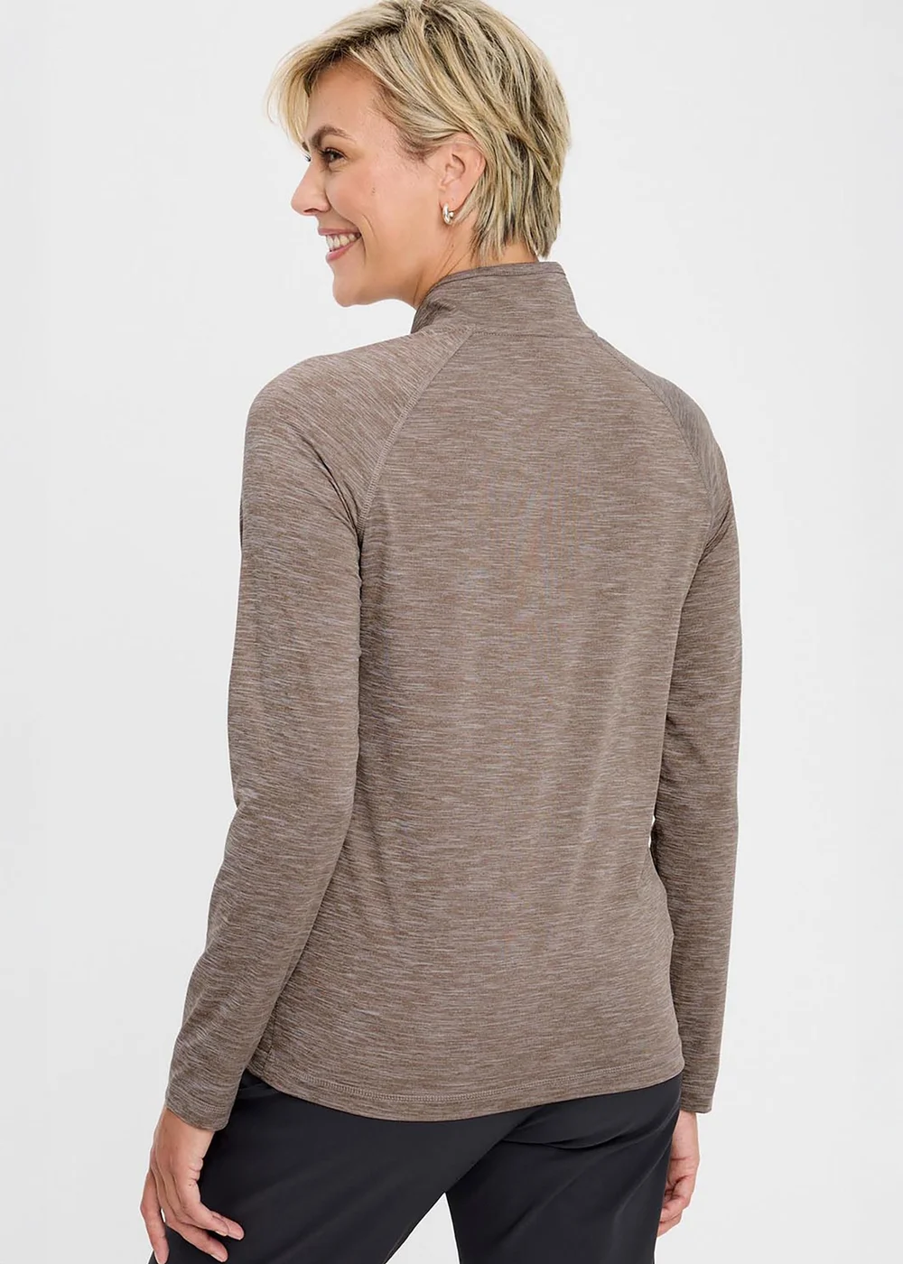 Cotton Traders Mocha Breathable Half Zip T-Shirt - S Image 4
