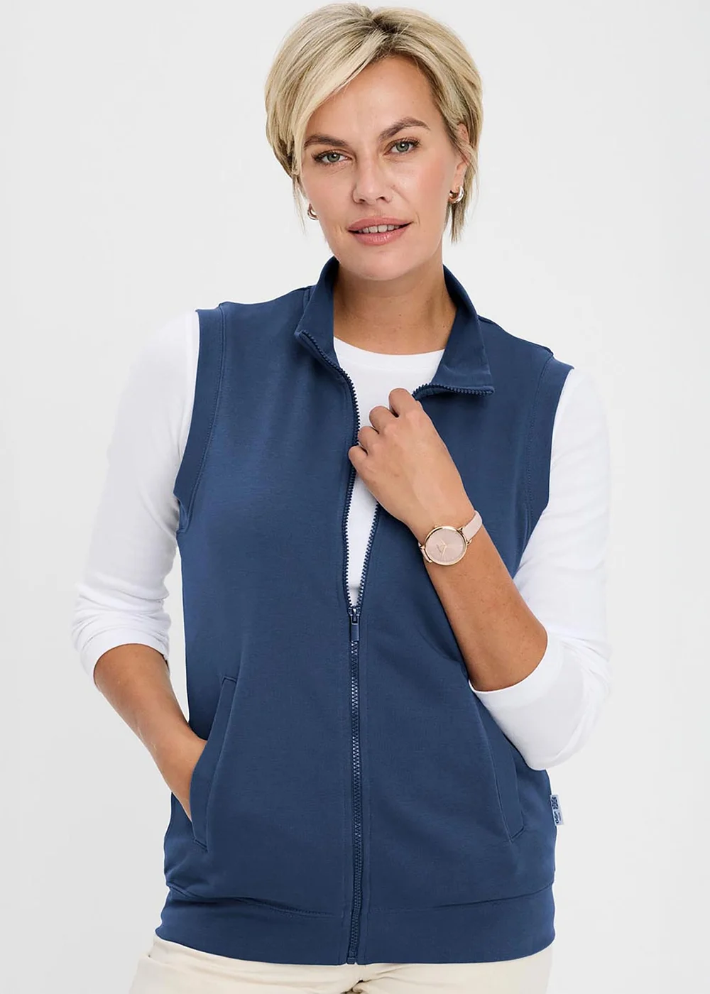 Cotton Traders Admiral Sleeveless Zip Through Top - L Image 1