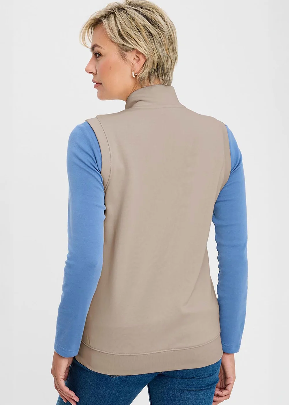 Cotton Traders Light Pebble Sleeveless Zip Through Top - L Image 4