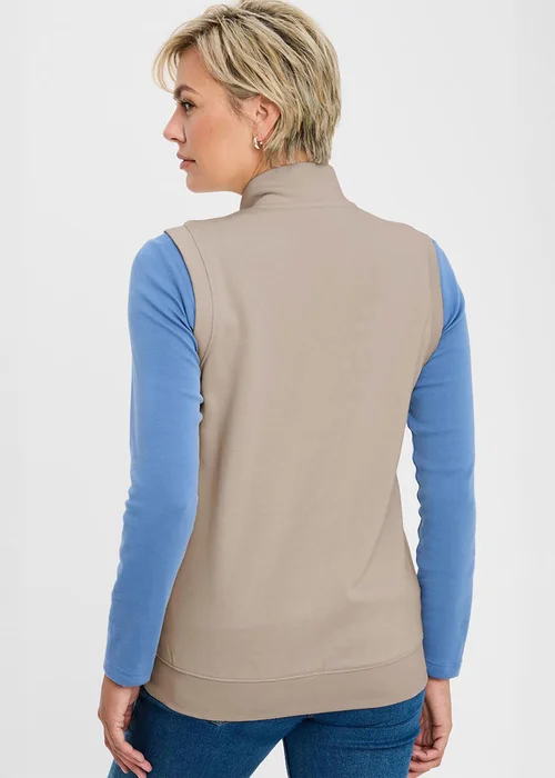 Cotton Traders Light Pebble Sleeveless Zip Through Top - L Image 4