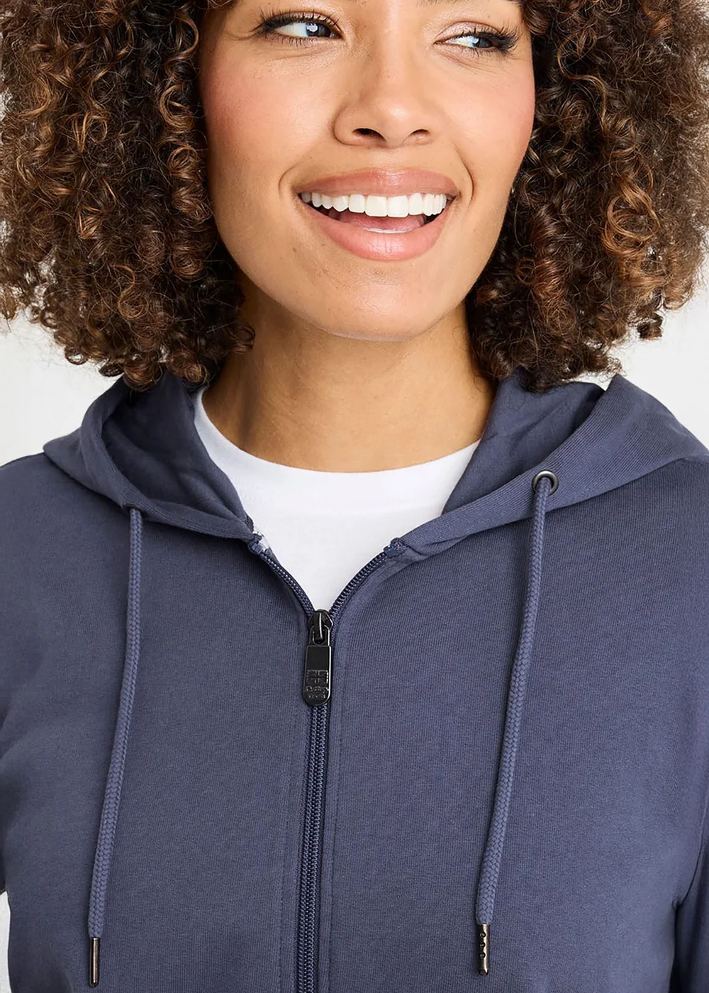 Cotton Traders Steel Blue Cotton Hooded Zip Through Sweat Top - S Image 2