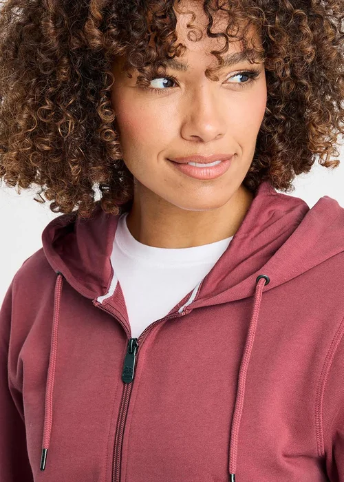 Cotton Traders Antique Pink Cotton Hooded Zip Through Sweat Top - XS Image 2