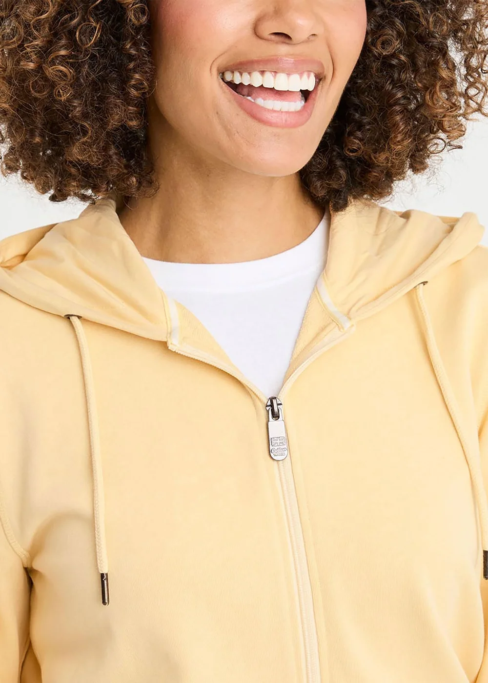 Cotton Traders Pale Yellow Cotton Hooded Zip Through Sweat Top - M Image 2