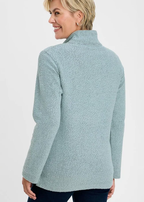 Cotton Traders Iced Aqua Coastal Button Neck Top - M Image 4