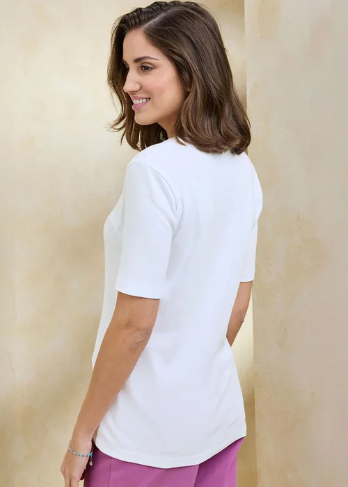 Cotton Traders White Wrinkle Free Button Neck Top - 22 Image 3