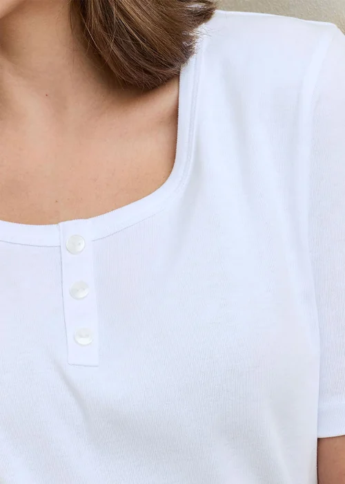 Cotton Traders White Wrinkle Free Button Neck Top - 22 Image 2