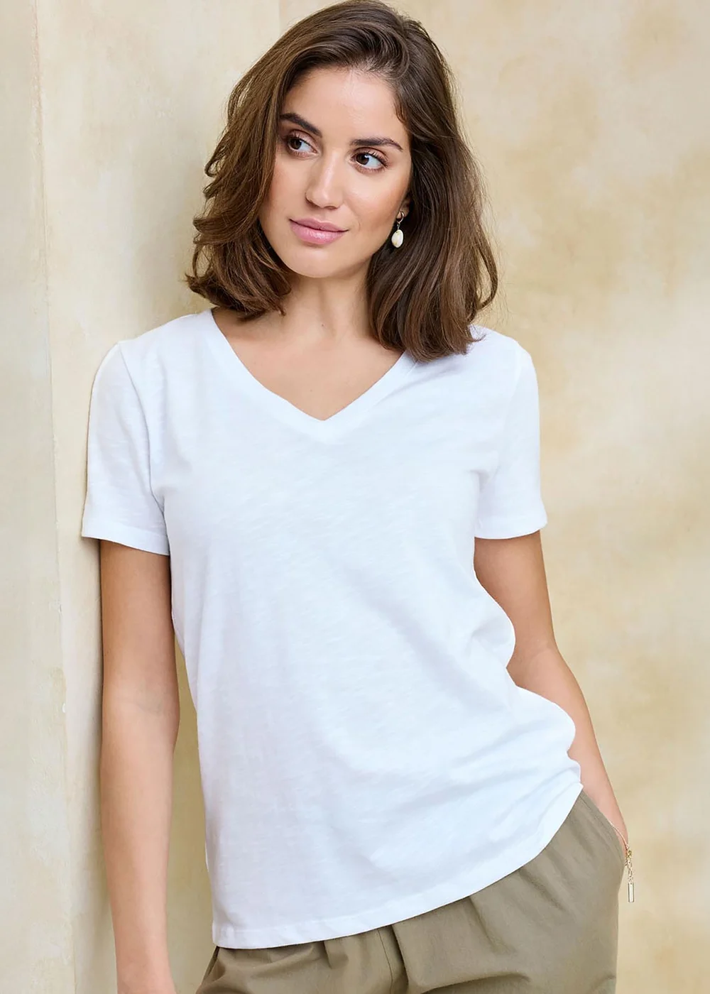 Cotton Traders White Essential Short Sleeve V-Neck T-Shirt - 24 Image 2