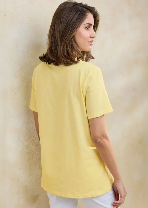 Cotton Traders Pale Yellow Essential Short Sleeve V-Neck T-Shirt - 24 Image 3
