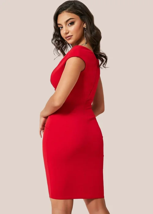 Goddiva Red Bardot Pleated Midi Dress - 18 Image 2