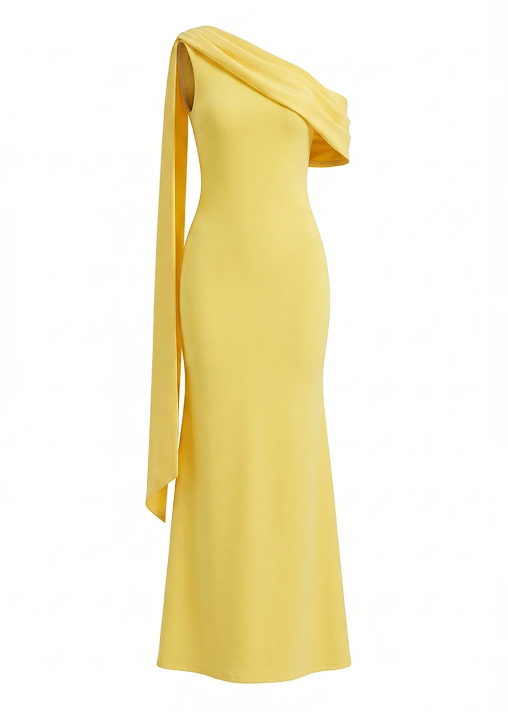 Goddiva Butter Yellow Sash One Shoulder Bardot Maxi Dress - 18 Image 5