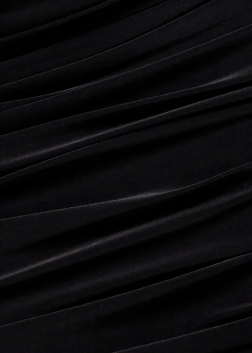 Goddiva Black Gathered One Shoulder Sheer Panel Maxi Dress - 12 Image 4