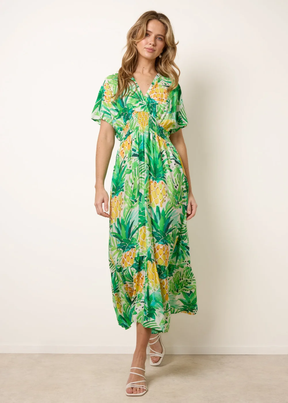 Blue Vanilla Green Pineapple Double V Midi Dress - M/L Image 2