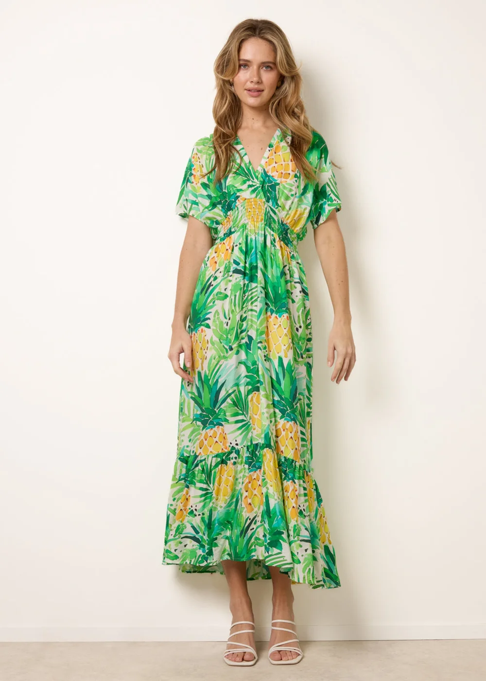 Blue Vanilla Green Pineapple Double V Midi Dress - M/L Image 1