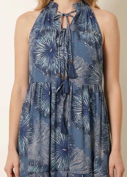 Blue Vanilla Blue Tiered Tie Front Dress - M/L Image 3