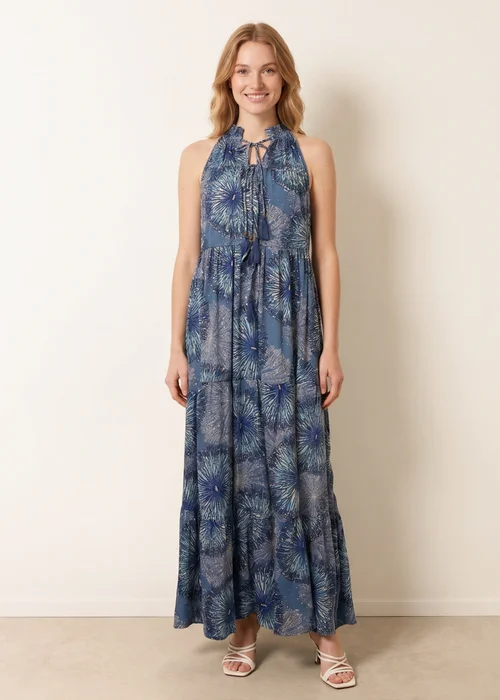 Blue Vanilla Blue Tiered Tie Front Dress - M/L Image 2