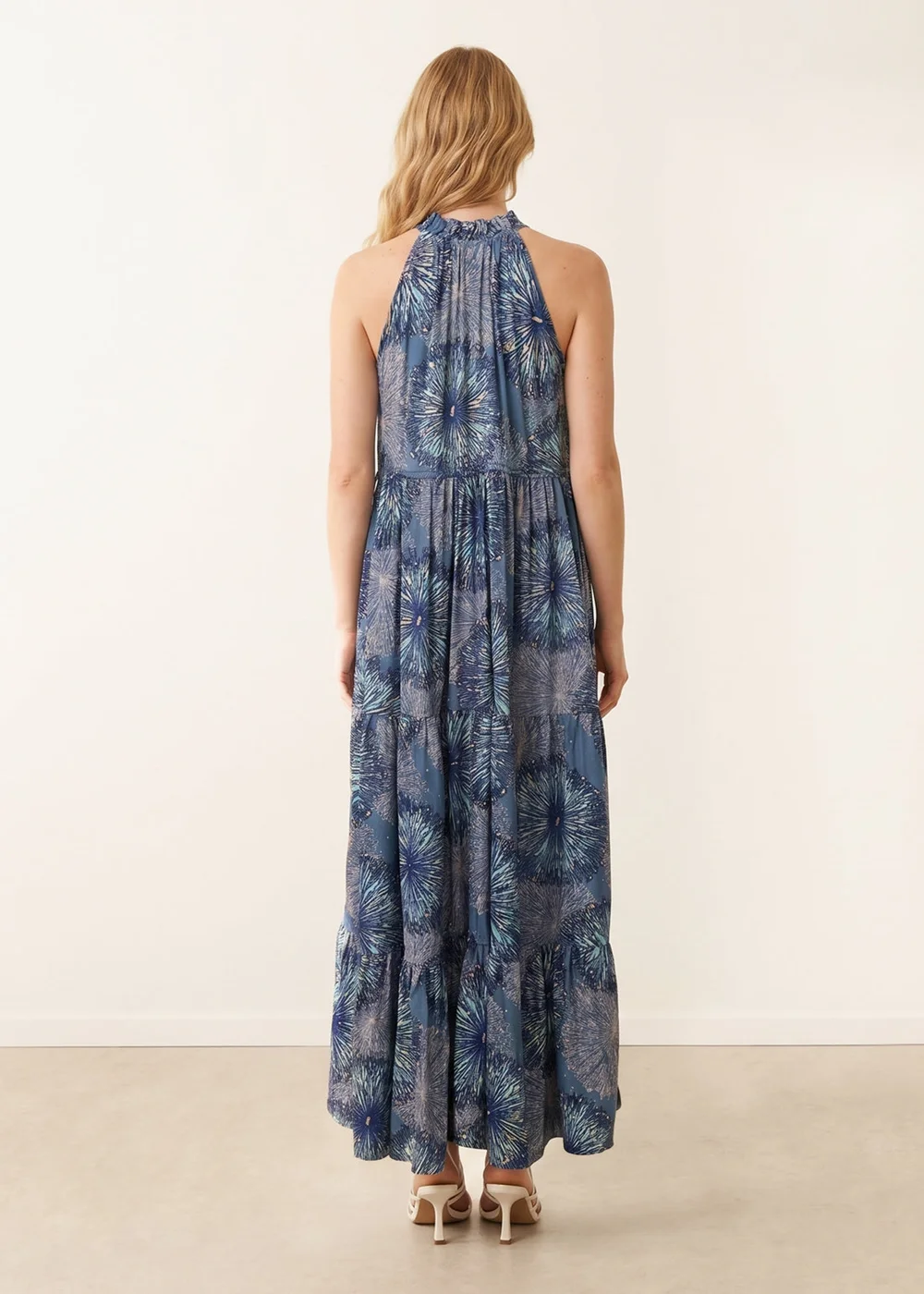 Blue Vanilla Blue Tiered Tie Front Dress - M/L Image 4