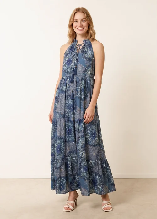 Blue Vanilla Blue Tiered Tie Front Dress - M/L Image 1