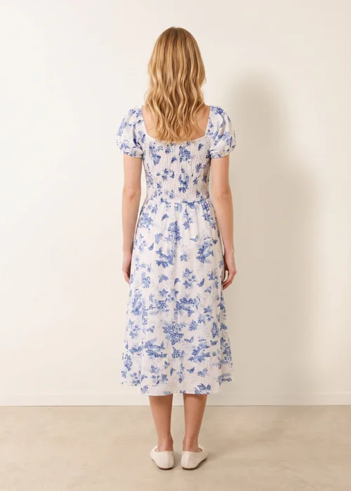 Blue Vanilla Blue Off The Shoulder Puff Sleeve Shirred Print Dress - XL Image 4