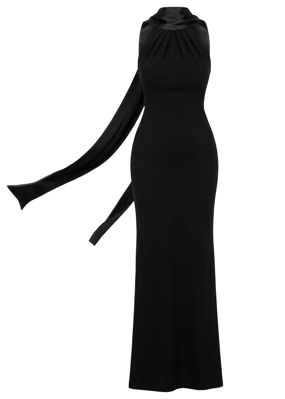 Goddiva Black Satin Multi Tie Halterneck Maxi Dress - 18 Image 5