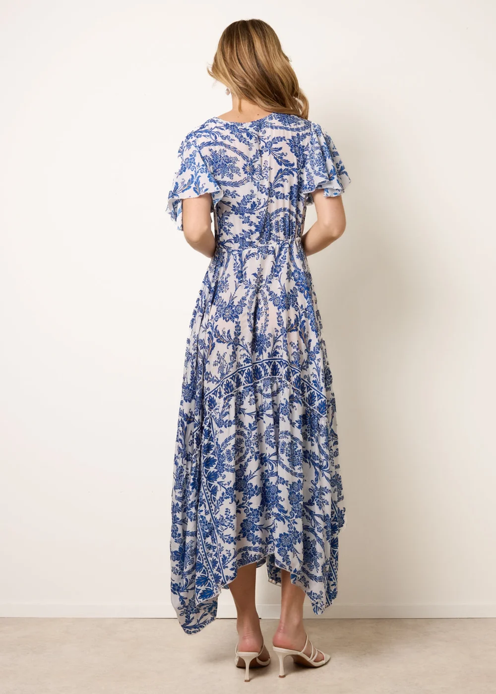 Blue Vanilla Navy Asymmetric Hem Wrap Dress - S/M Image 4
